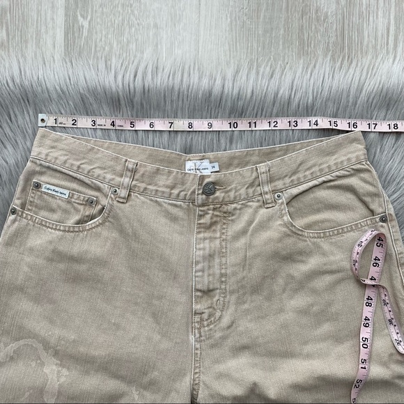 Calvin Klein VTG Beige Bleached Straight Leg Jeans Size 34 - Picture 4 of 9